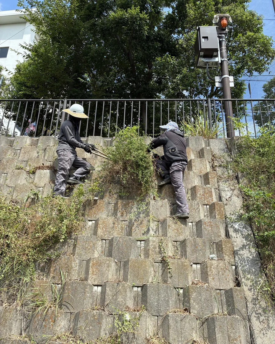 急傾斜地崩壊対策(法面)の施工現場
